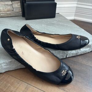 Coach Camilla Black Leather Cap Toe Ballet Flats Womens Size 11B